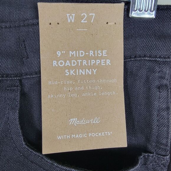 Madewell Women's Size 27 Mid Rise Roadtripper Skinny Jeans Black - Picture 8 of 8